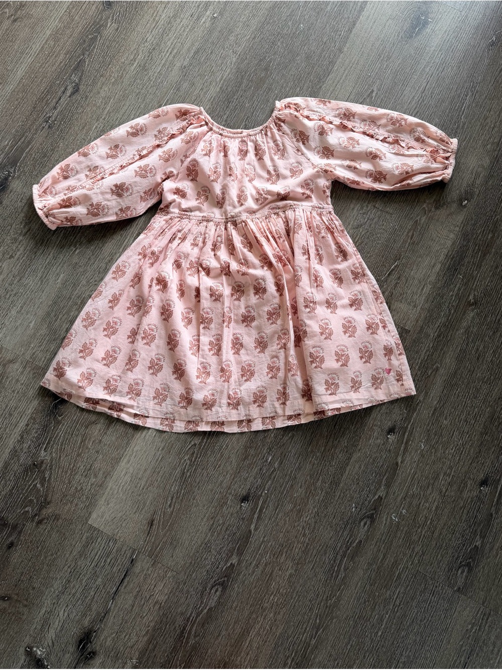 Pink Chicken Pale Pink Floral Cotton Dress with Puff Sleeves
